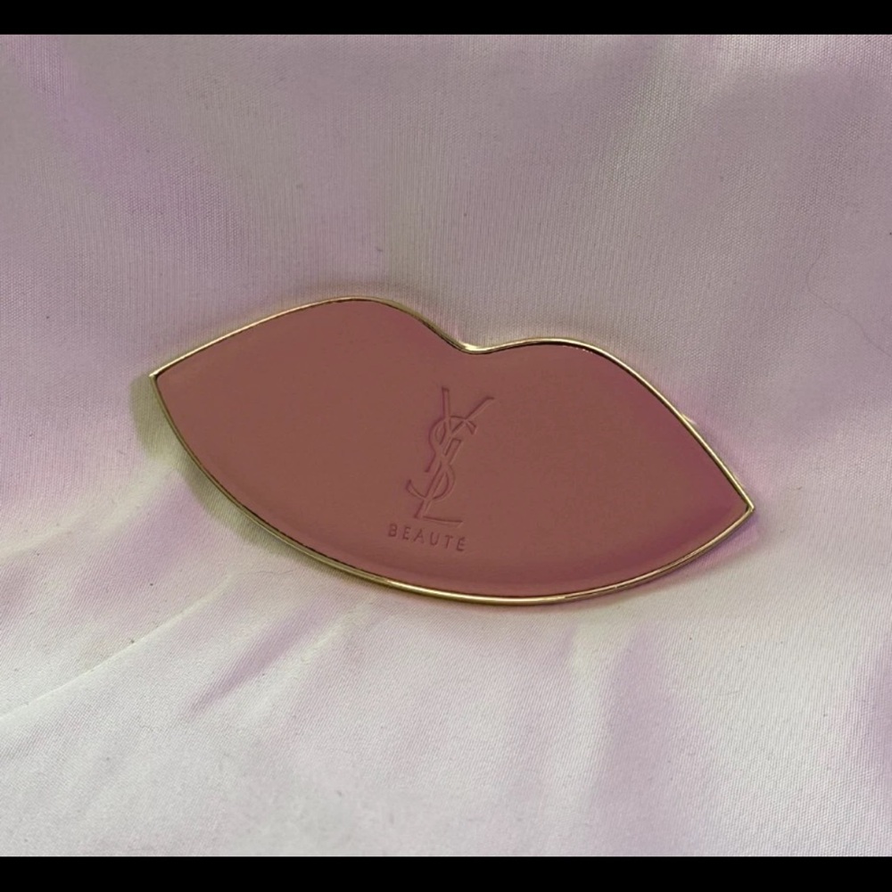 YSL Beaute Pink Gold Lip Pocket Mirror Limited Edition Yves Saint Laurent NEW - Picture 2 of 5